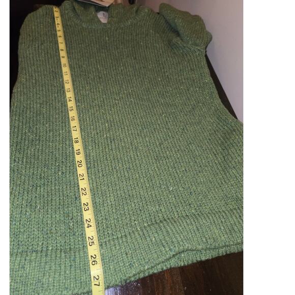 Aran Ireland 100% Natural Wool Crop Hooded Sweater Green Large NWT Certified - Picture 11 of 11